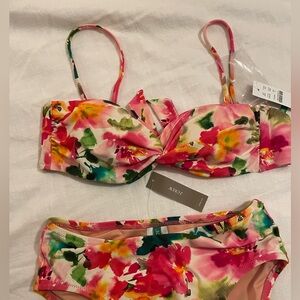 JCrew Twist front bikini and high rise bottoms in floral